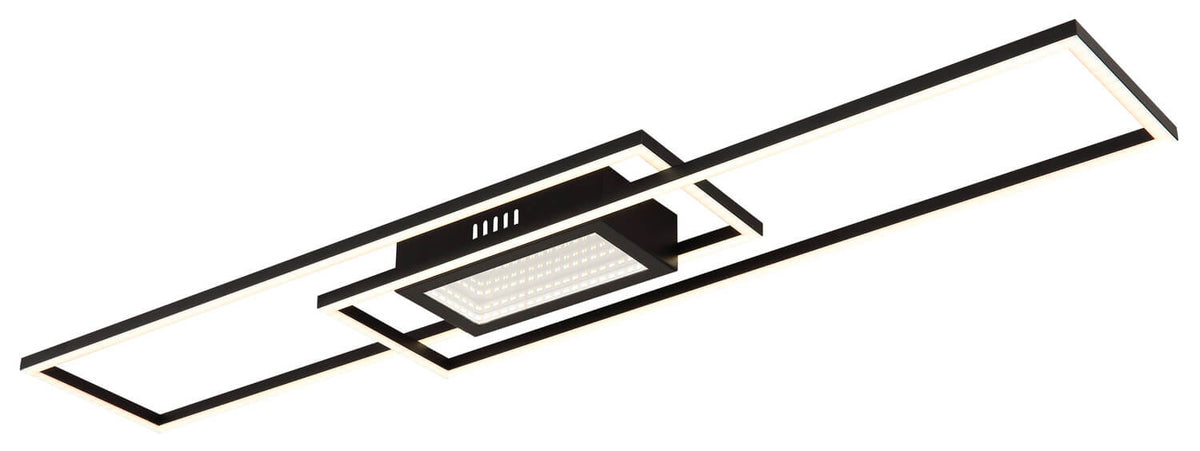 Plafonnier Saunders noir mat, L 96 cm