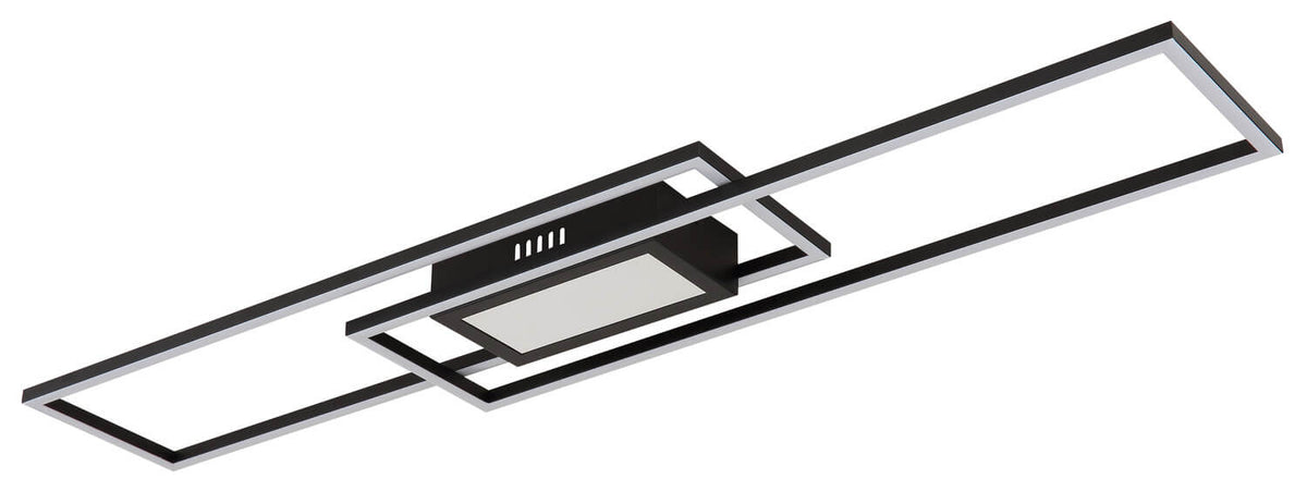 Plafonnier Saunders noir mat, L 96 cm