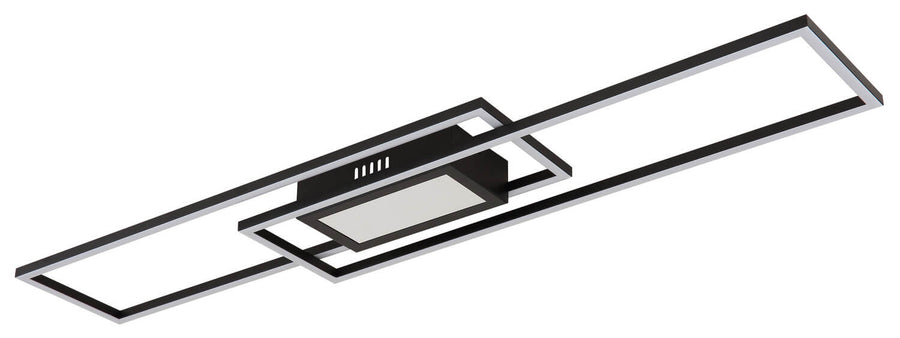 Plafonnier Saunders noir mat, L 96 cm