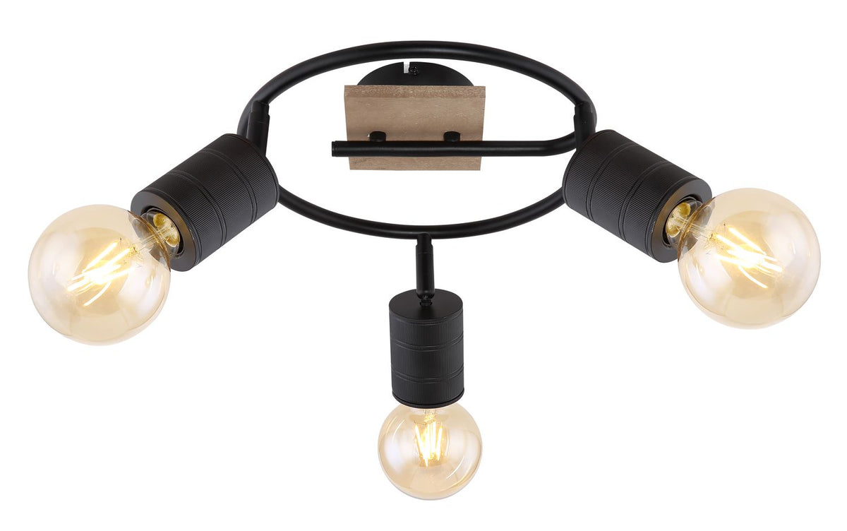 Spot Josella marron foncé et bois, Ø 29 cm