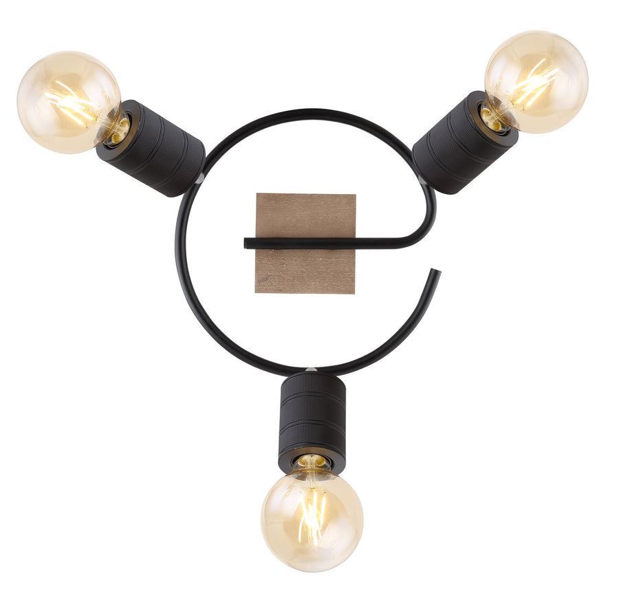 Spot Josella marron foncé et bois, Ø 29 cm