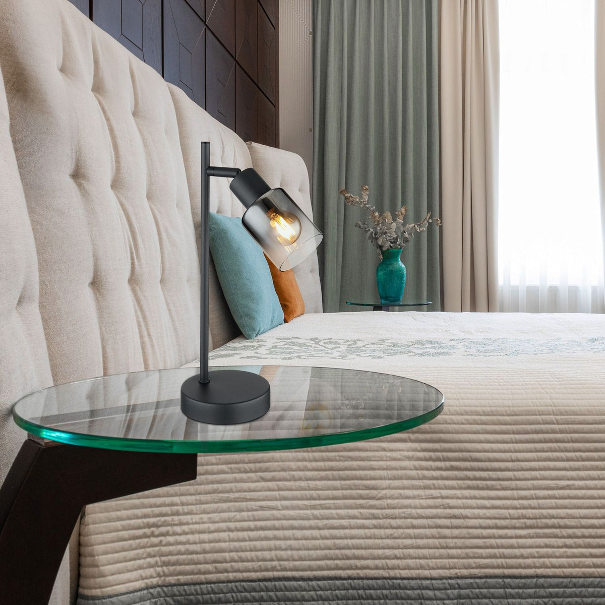 Lampe à poser Hubertus noire mat