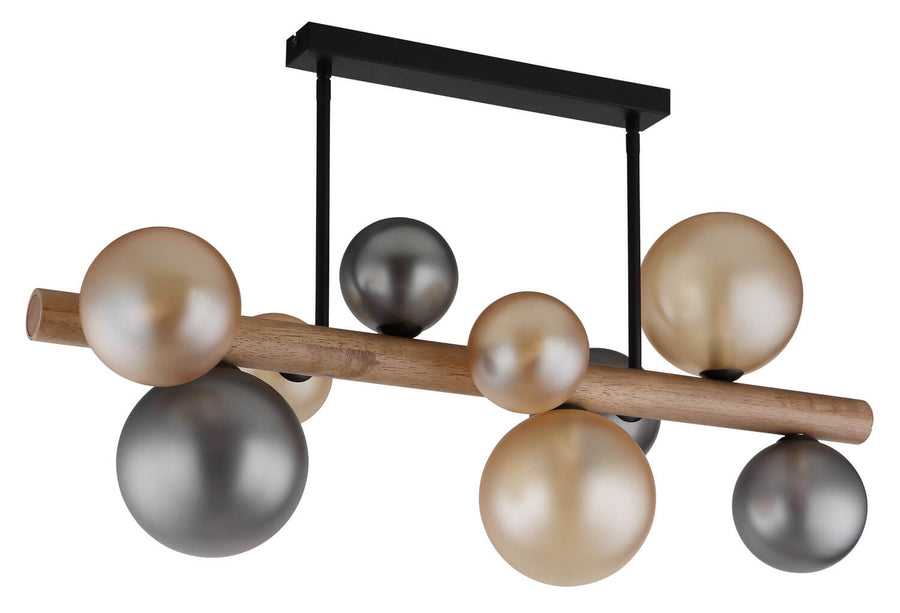 Vue de détail du produit sur fond blanc, globes éteints aux reflets nacrés