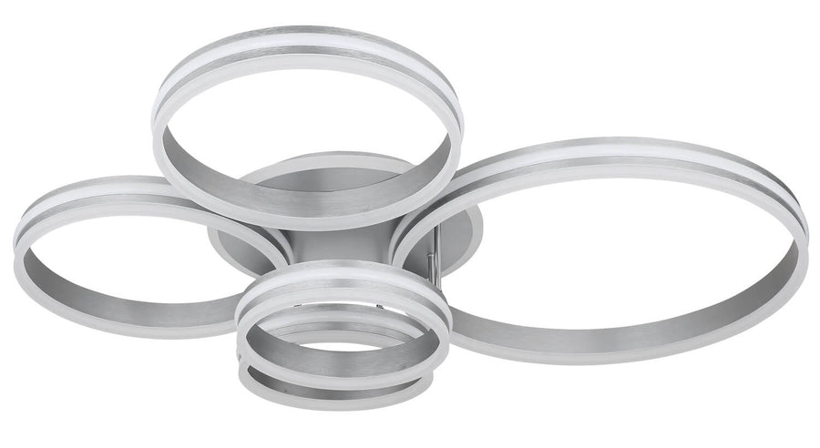 Détail de la finition aluminium brossé des anneaux, éclairage éteint