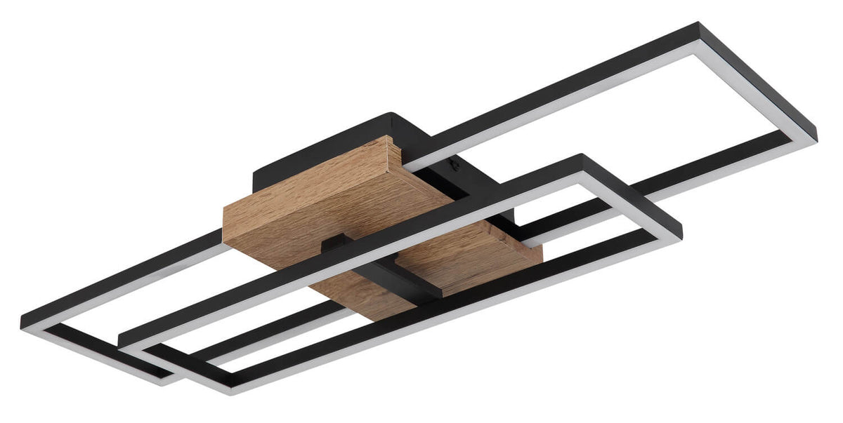 Plafonnier Kendra noir mat, L 60 cm