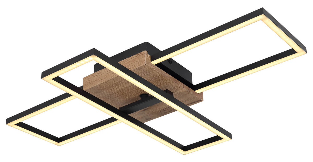 Plafonnier Kendra noir mat, L 60 cm