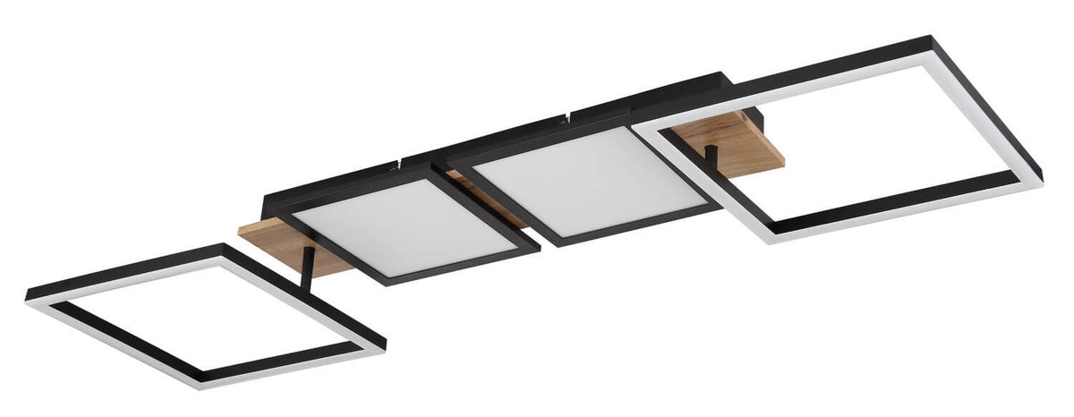 Plafonnier Bossy noir mat, L 100 cm