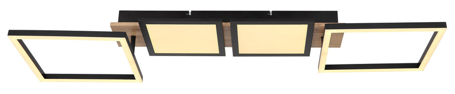 Plafonnier Bossy noir mat, L 100 cm