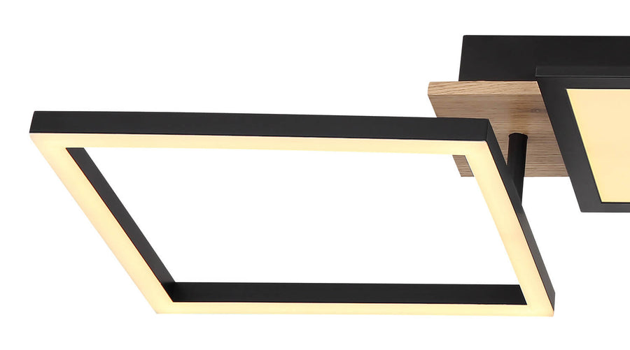 Plafonnier Bossy noir mat, L 100 cm