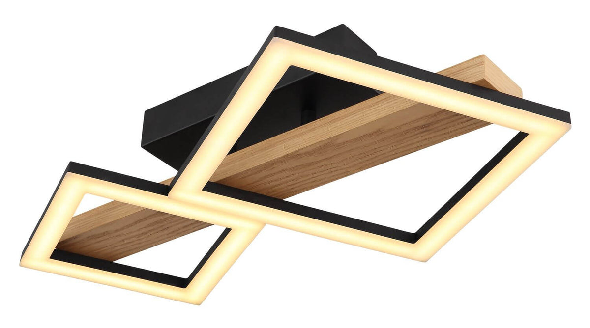 Plafonnier Dustin noir mat, L 30 cm