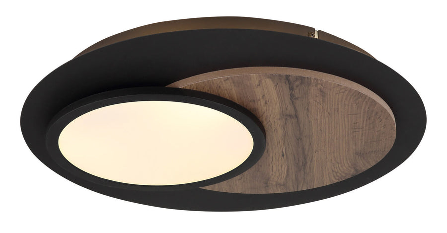 Vue rapprochée de l'anneau noir et de la partie décorative en bois clair