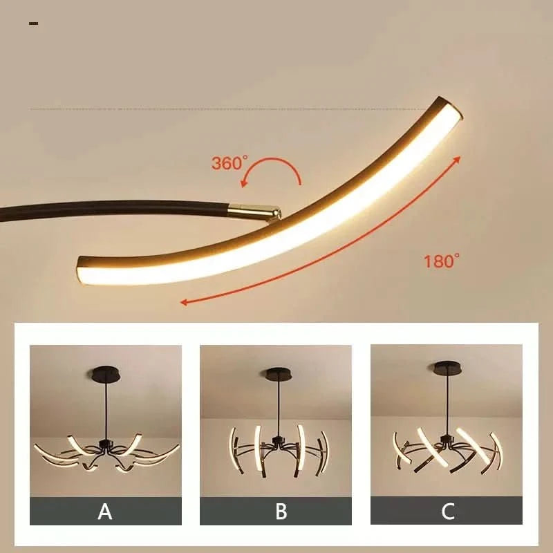 Grand Plafonnier LED | Lumière Zenith - Designix Lustre 6 Bras | 80x15 cm Blanc
