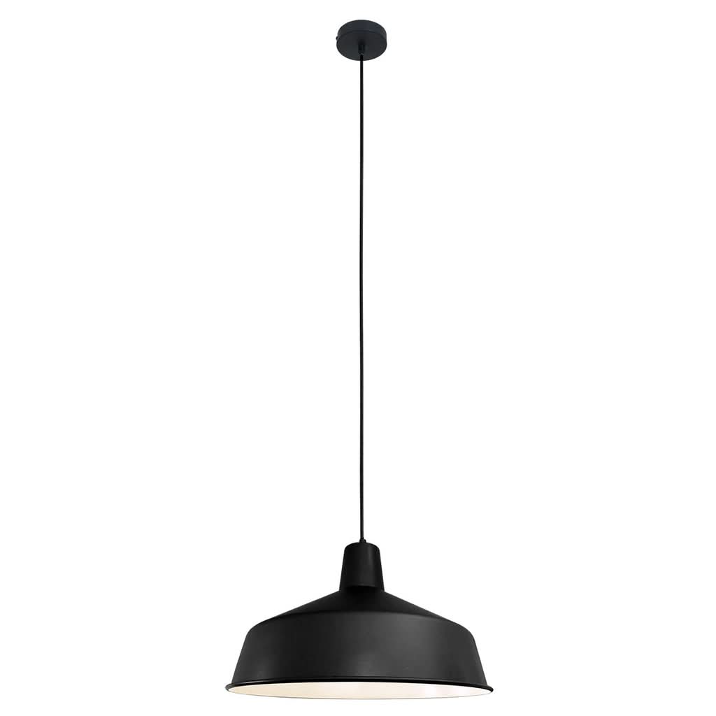 Suspension industrielle noire suspendue, vue d'ensemble Ø40 cm | Designix