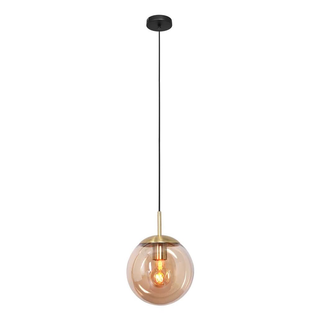 Suspension boule laiton verre ambré Bollique – vue 2 – Designix.fr