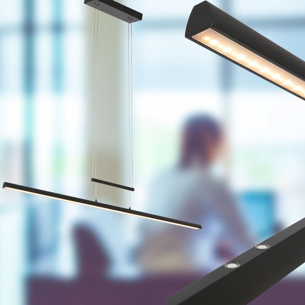 Suspension barre LED linéaire noire Profilo – vue 3 – Designix.fr