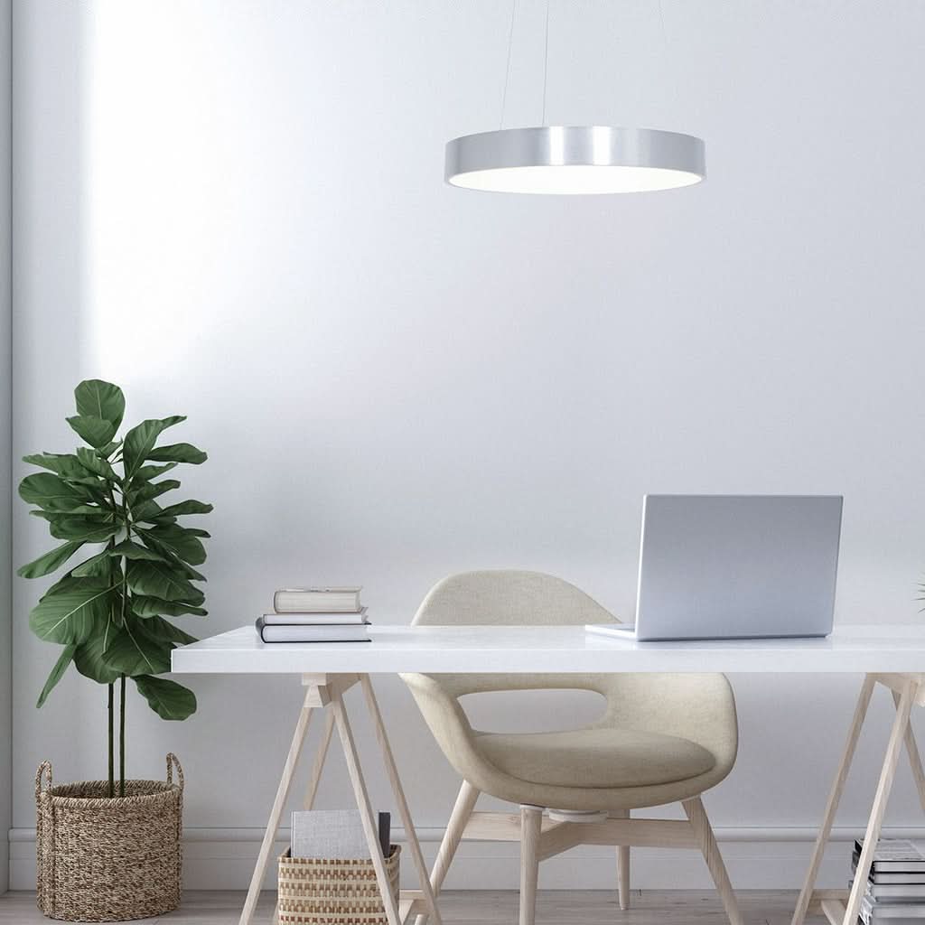 Lustre argenté Ringlede, suspension anneau LED 48 cm | Designix