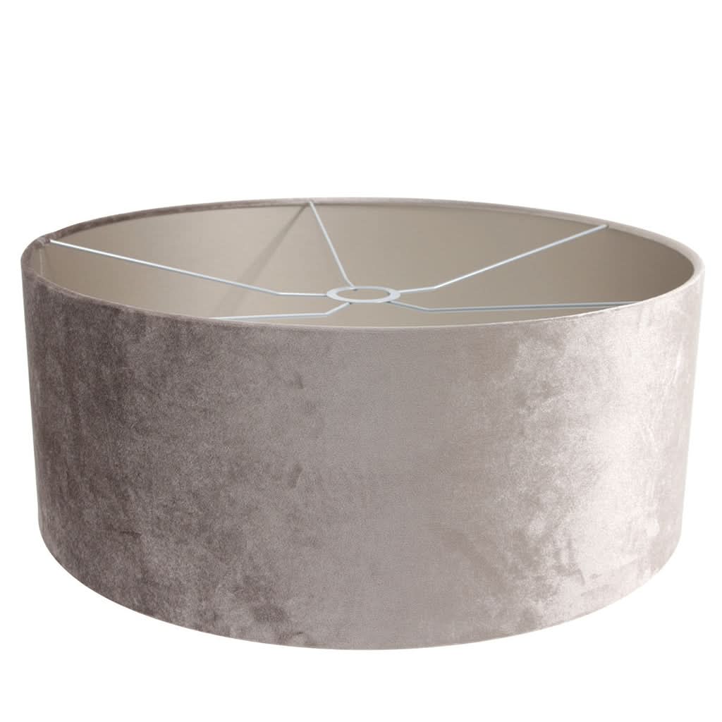 Abat-jour tambour en velours argenté Ø 50 cm, intérieur or métallique – Designix.fr