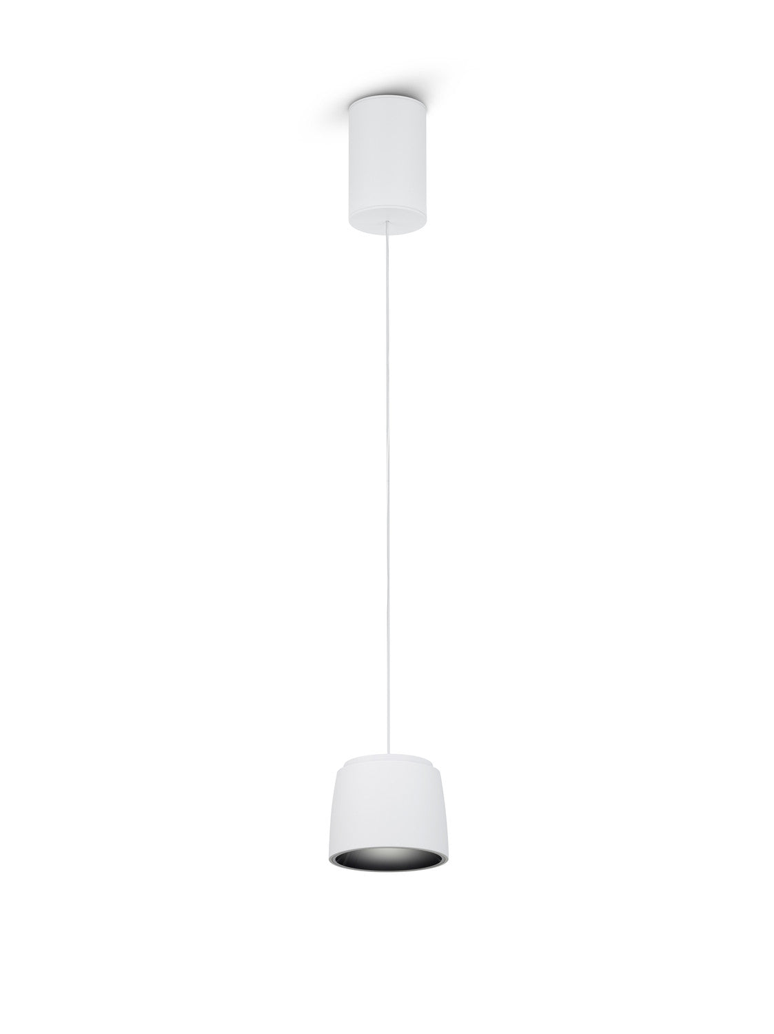 Suspension blanche isolée sur fond blanc, silhouette complète du luminaire suspendu