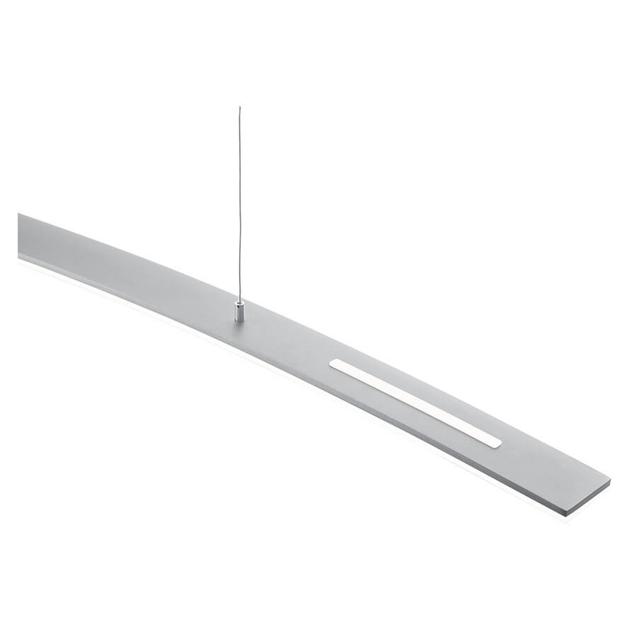 Détail du profil en aluminium, fixation du câble et fente lumineuse centrale