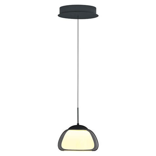 Suspension Luxxo noire et fumée, verre, Ø 26 cm