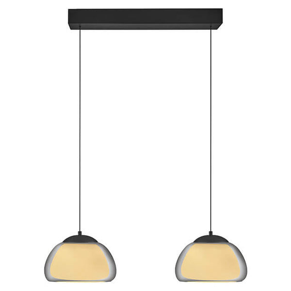 Suspension Luxxo noire et fumée, verre, L 89 cm