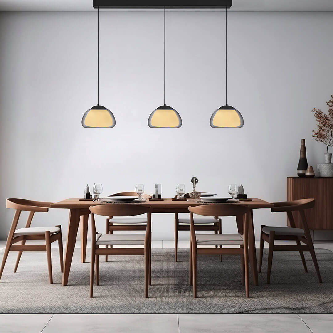 Suspension Luxxo noire et fumée, verre, L 125 cm