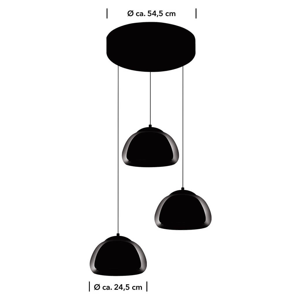 Suspension Luxxo noire et fumée, verre, Ø 54,5 cm