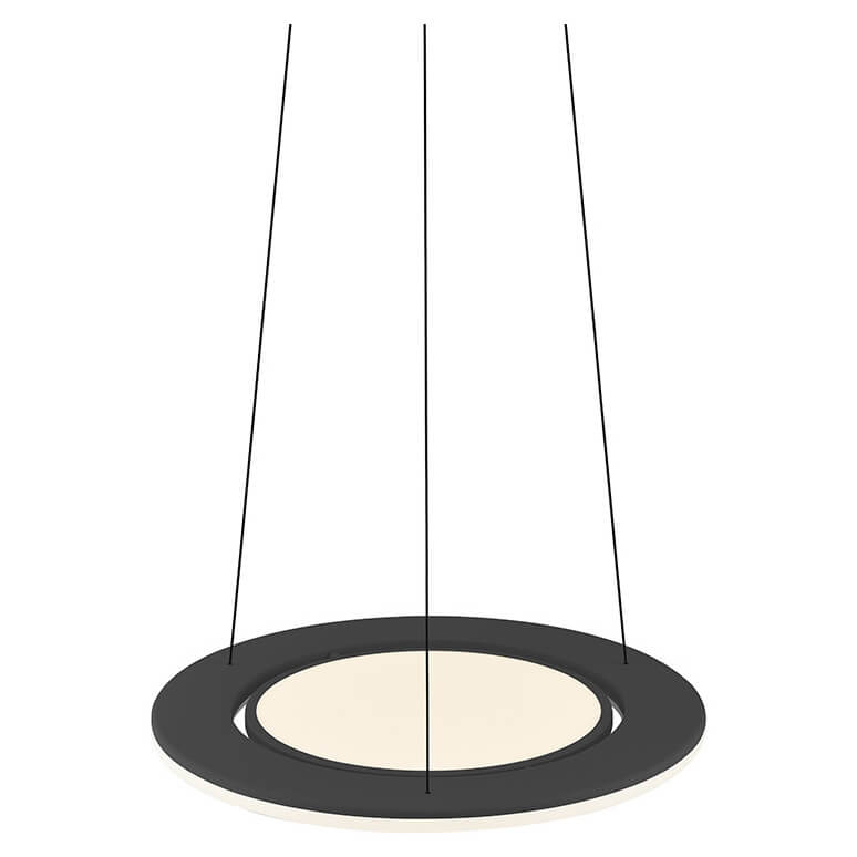 Détail du bas du luminaire montrant l'anneau et le diffuseur blanc.