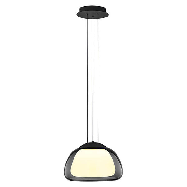 Suspension Luxxo noire et fumée, verre, Ø 39 cm