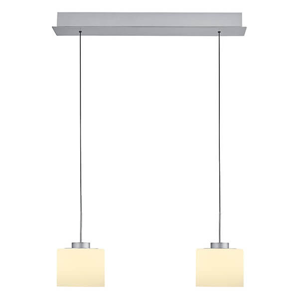 Suspension Abby aluminium et opale, verre, L 64 cm
