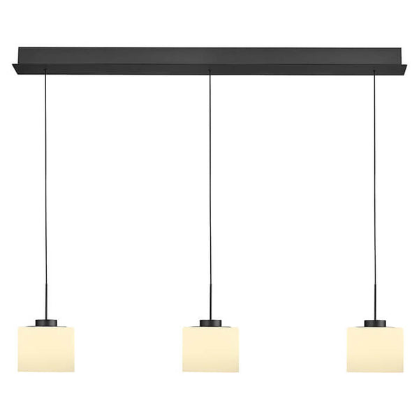 Suspension Abby anthracite et opale, verre, L 110 cm