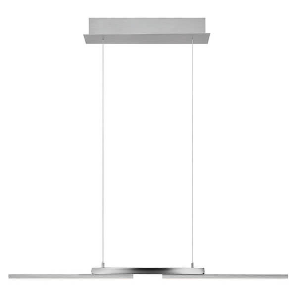 Suspension linéaire nickel satiné vue de face sur fond blanc