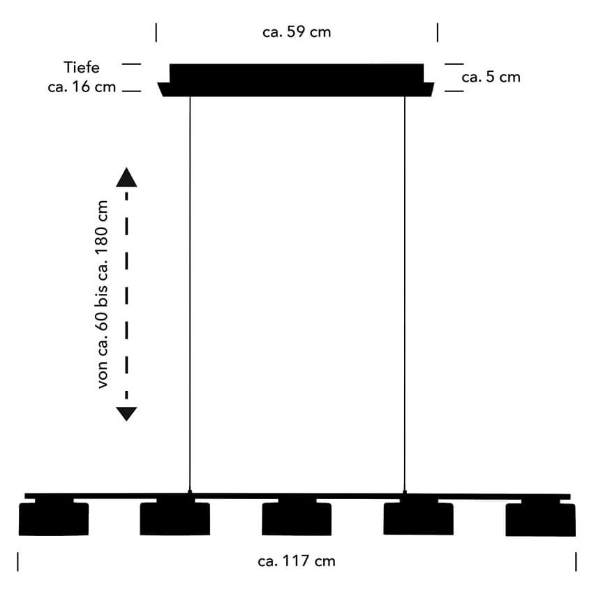 Suspension Dune nickel satiné et fumée, verre, L 119 cm