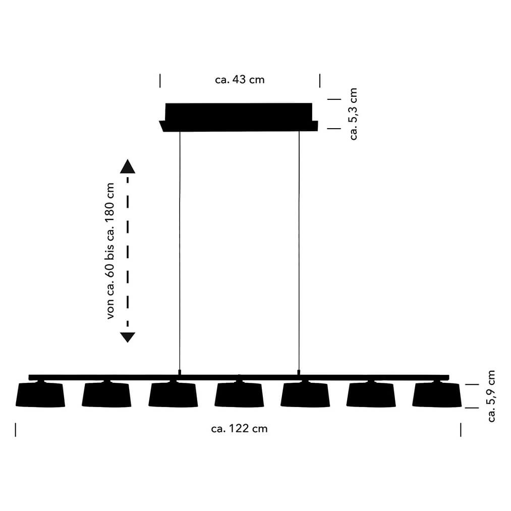 Suspension View opale, verre, L 117 cm