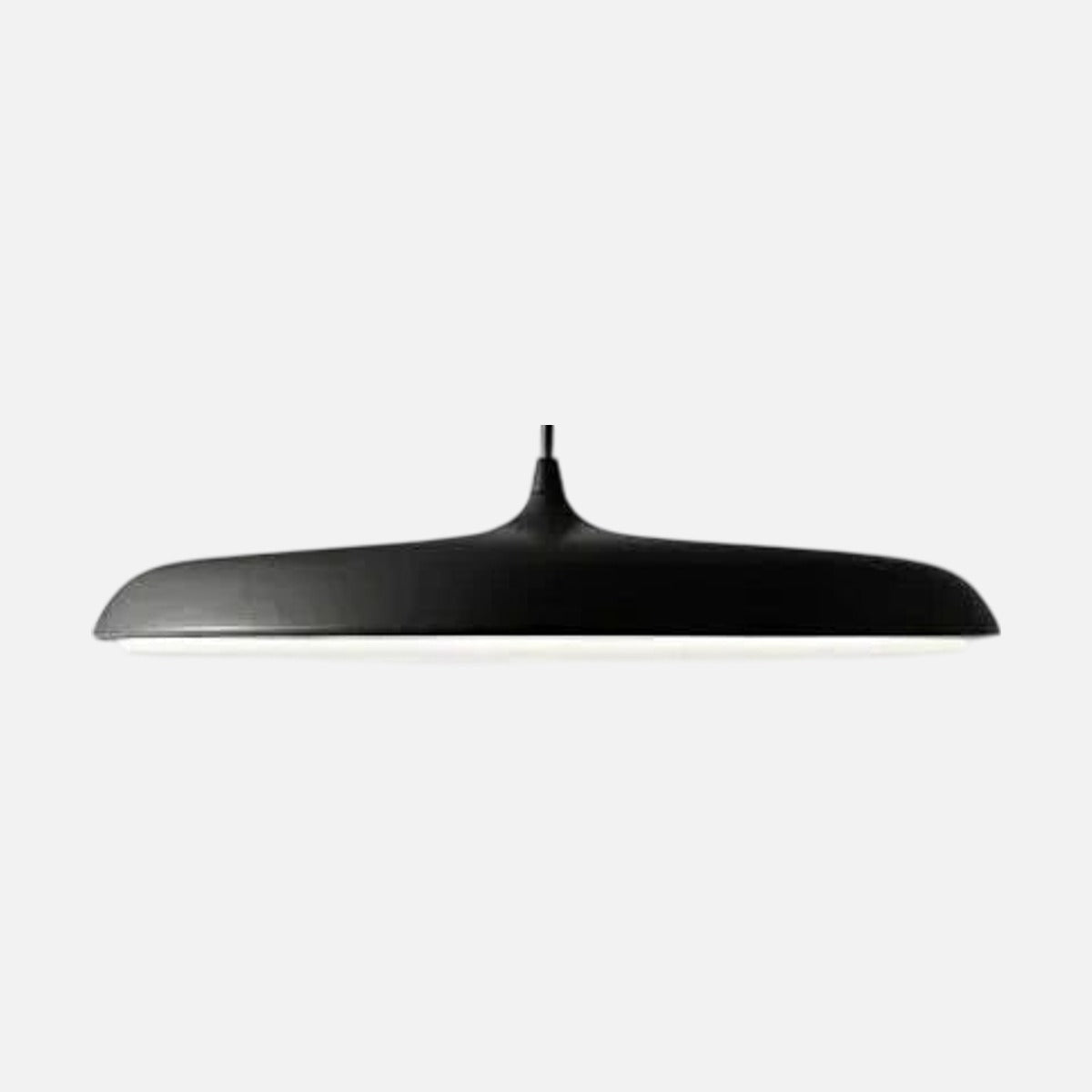 Suspension scandinave disque plat noir — abat-jour aluminium fin