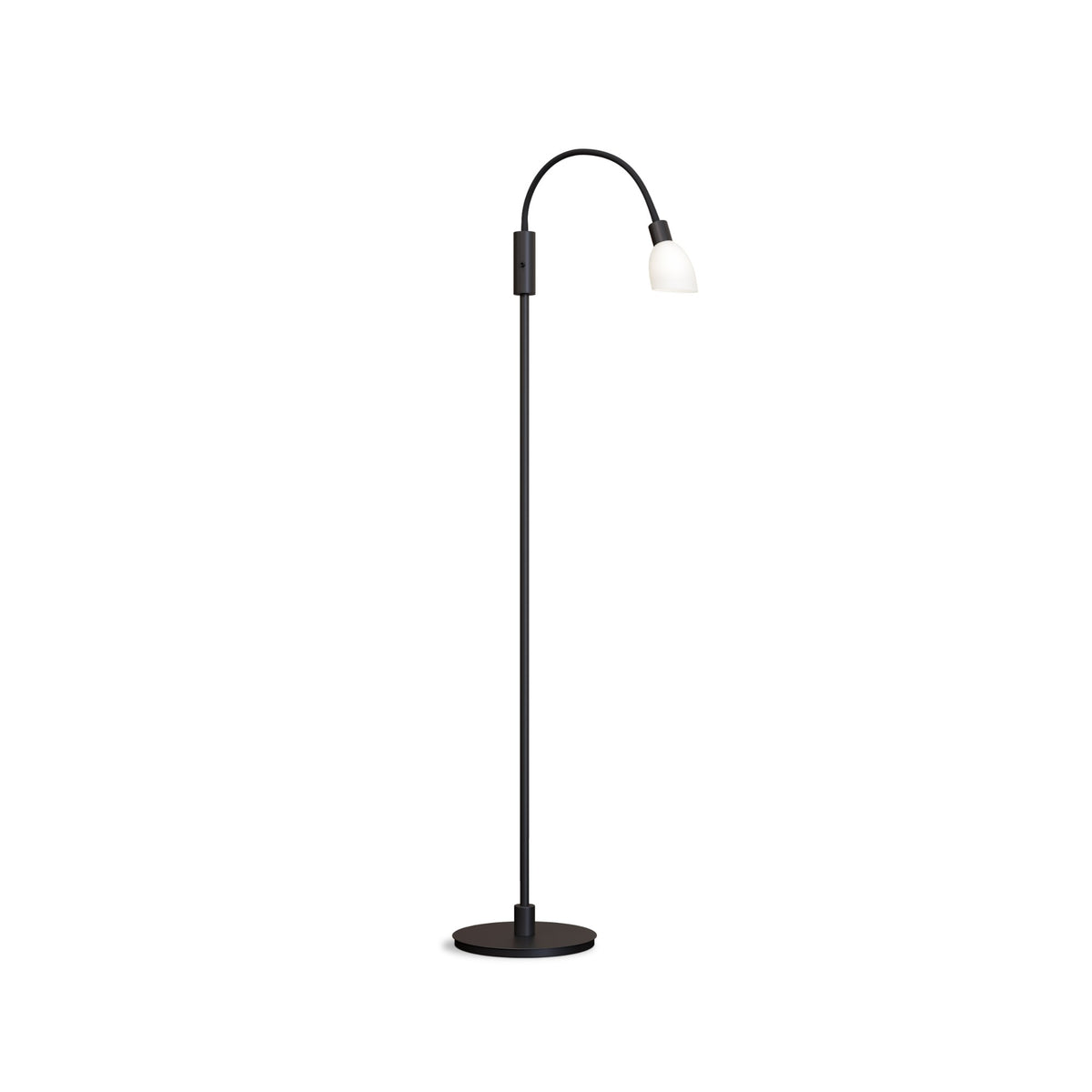 Lampadaire Cut simple, noir et verre opale