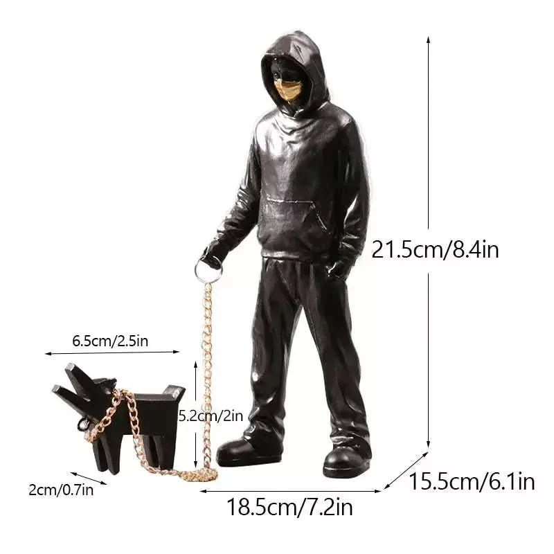 Homme Menant Chien Sculpture | Fano - Designix Statuette B