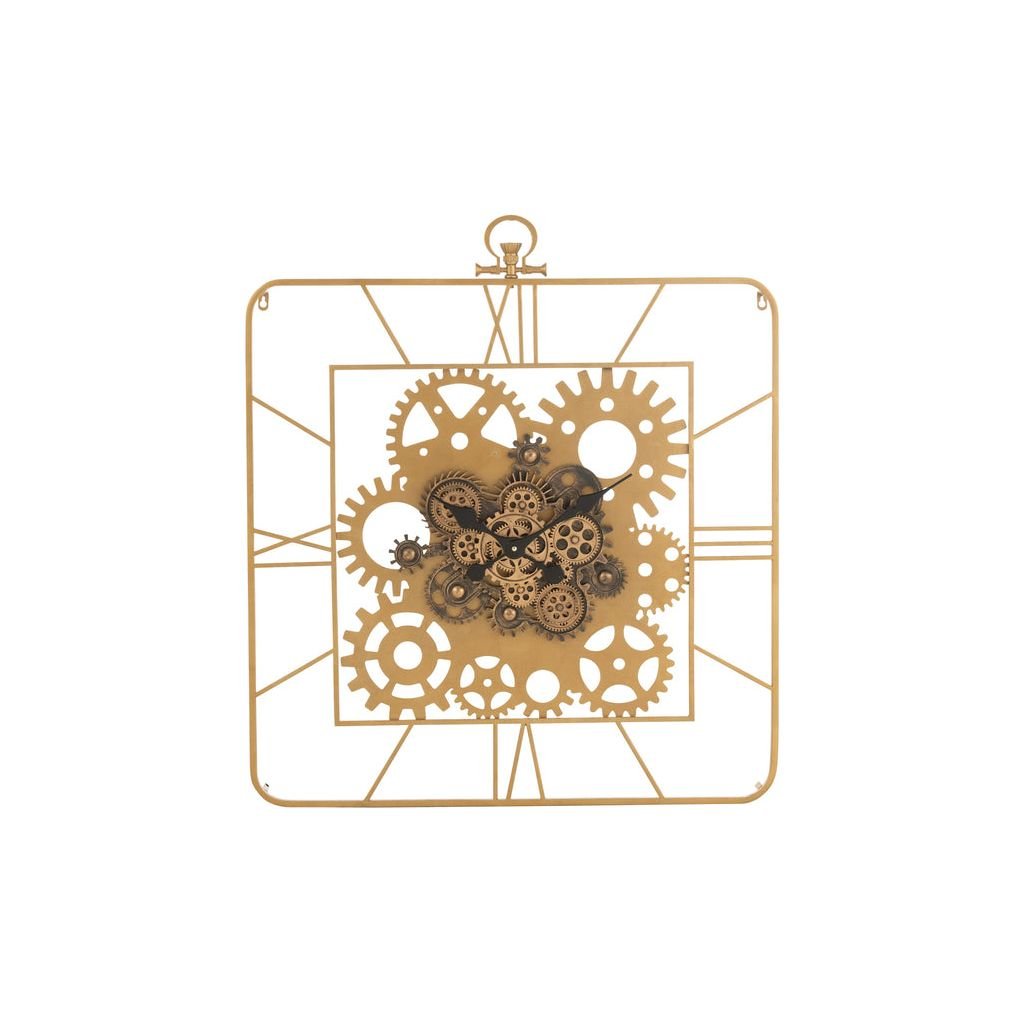 Horloge Carrée Romains Métal Or - Designix