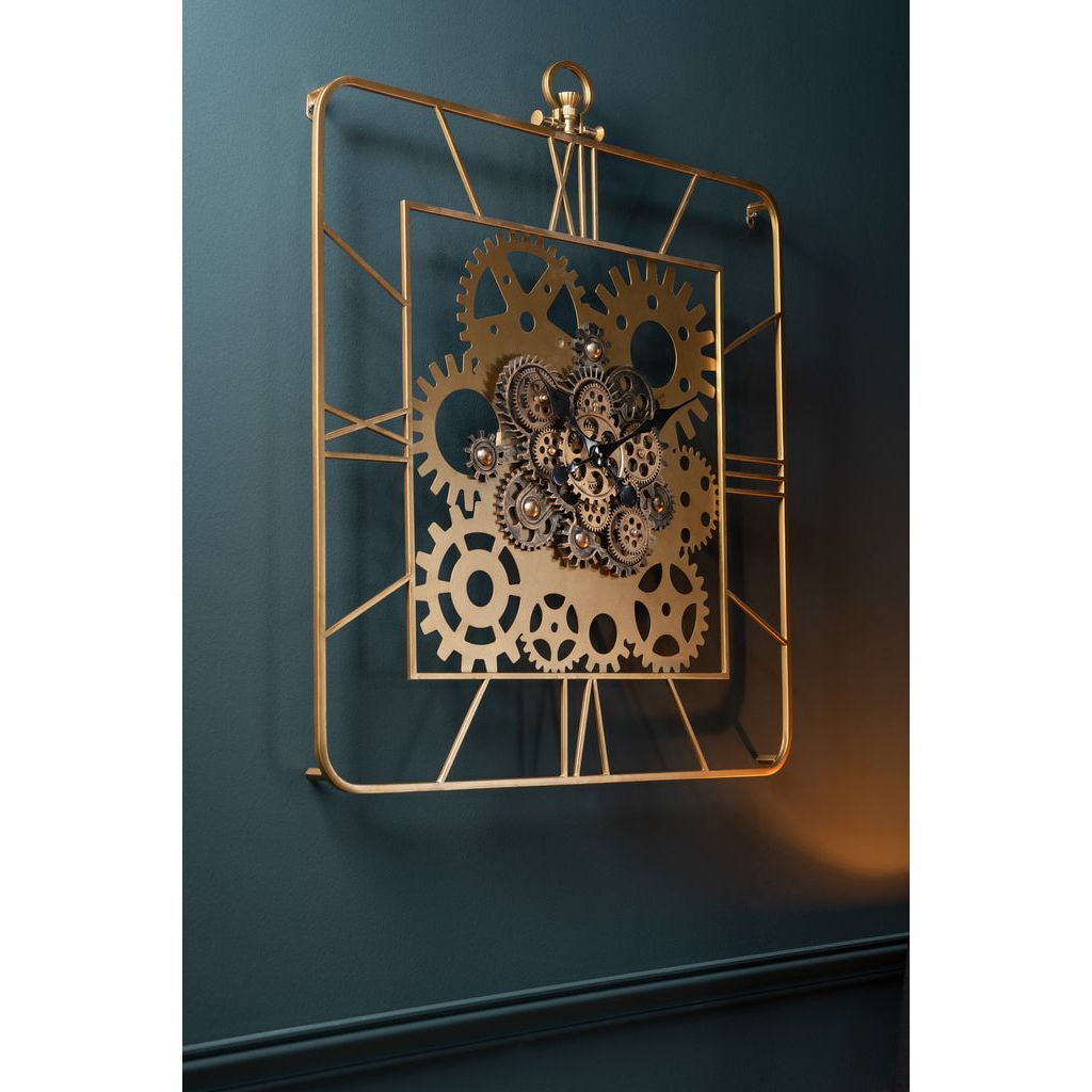 Horloge Carrée Romains Métal Or - Designix