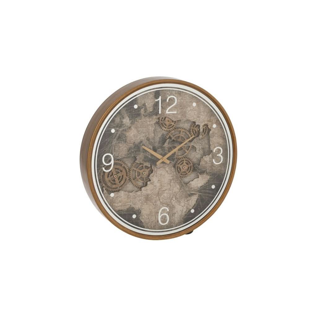 Horloge Carte Europe MDF Doré Grande Taille | Gale - Designix Horloge murales