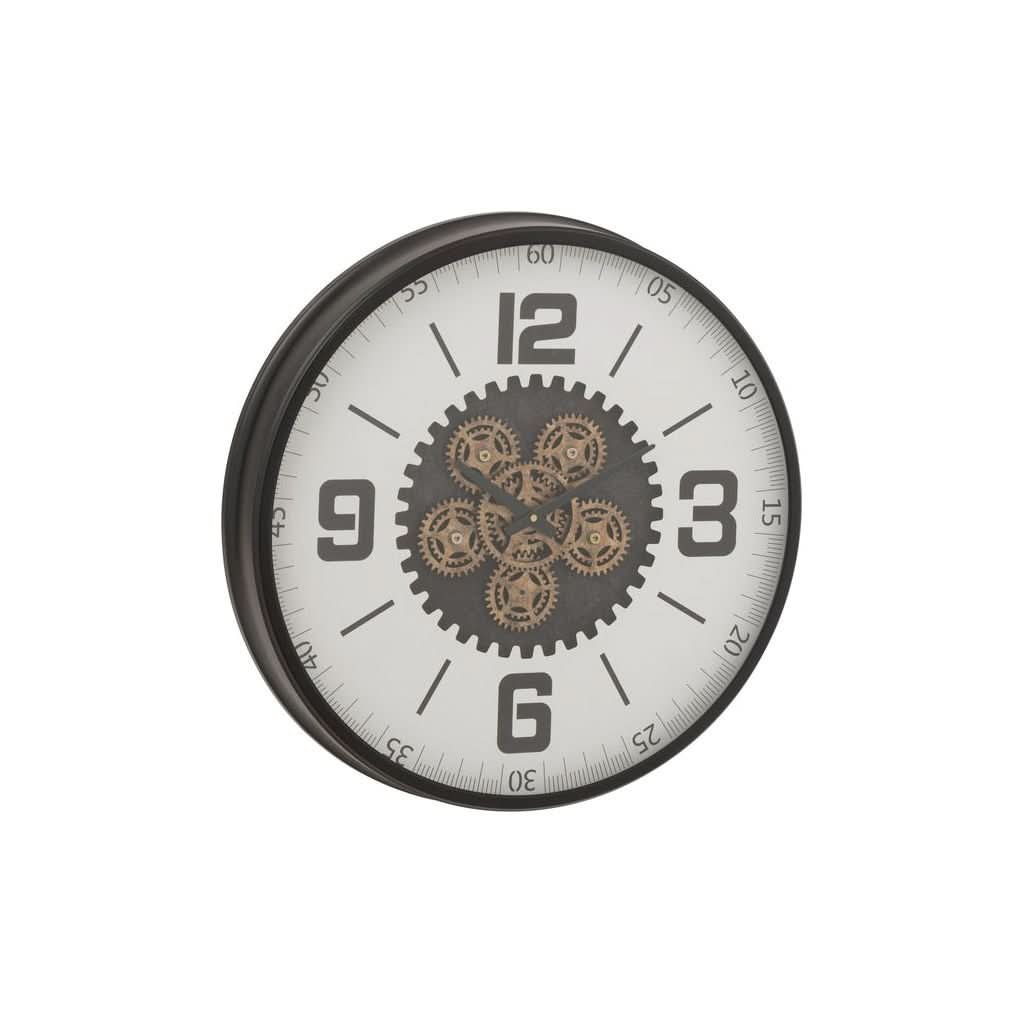 Horloge Engrenages MDF Noir/Blanc - Designix