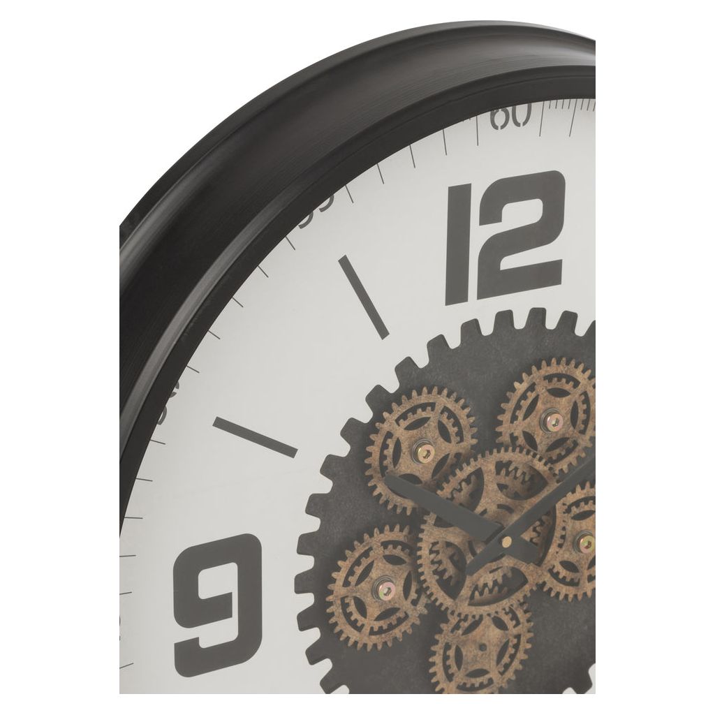 Horloge Engrenages MDF Noir/Blanc - Designix