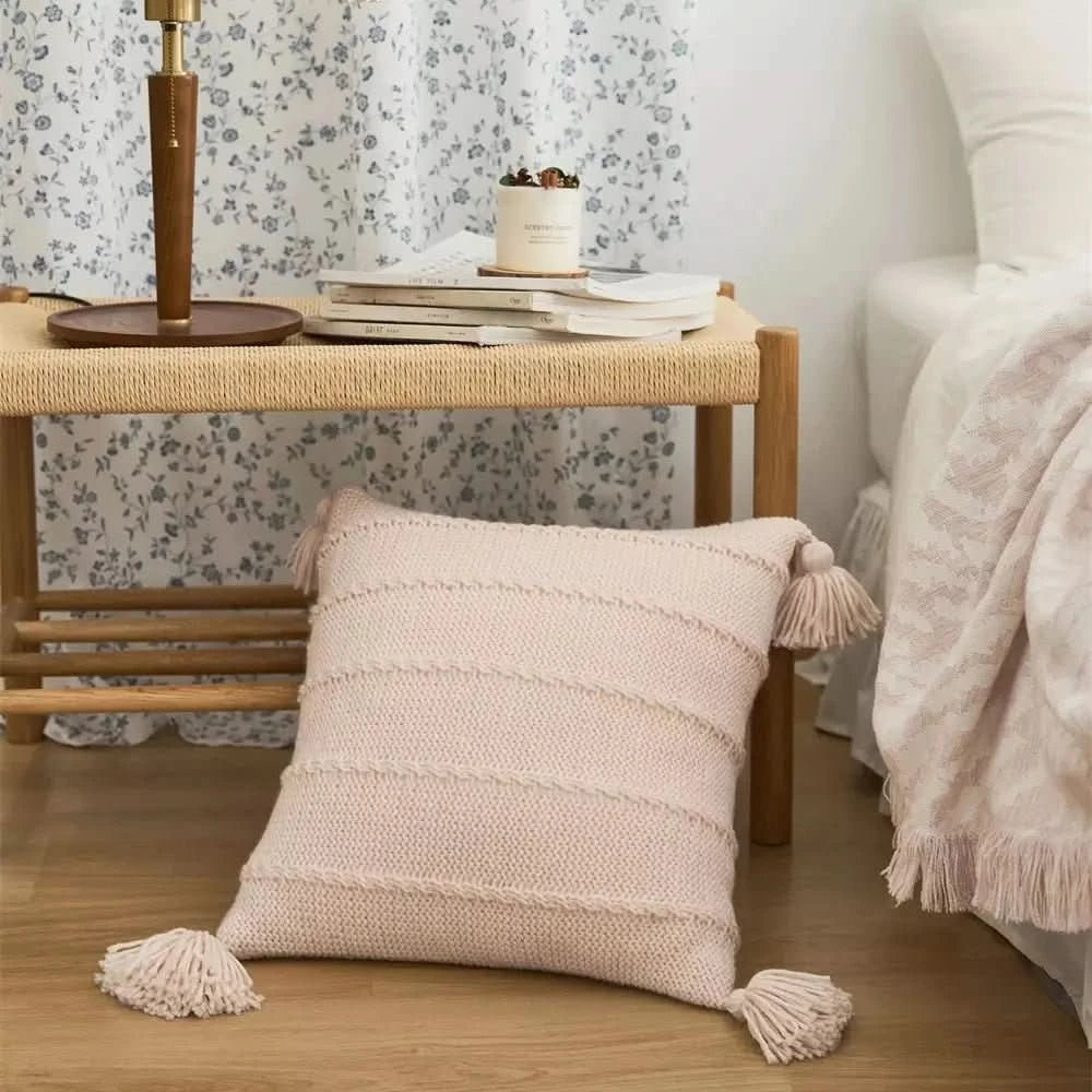 Housse de Coussin en Tricot | Douceur Alpestre - Designix Coussin Beige 45x45 cm