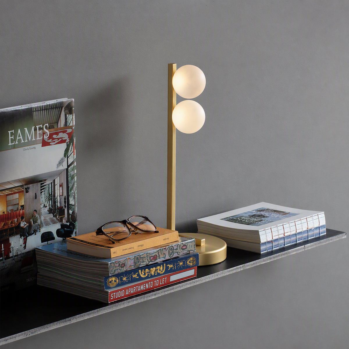 Lampe à poser Ping Pong laiton, verre