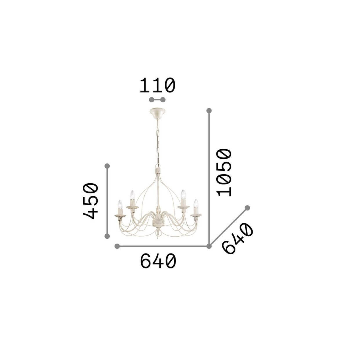 Suspension Corte 5 lumières blanche