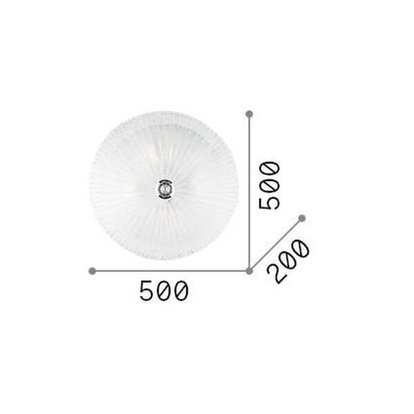 Schéma de dimensions du plafonnier : diamètre 500 et hauteur 200