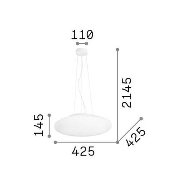 Suspension Smarties 3 lumières blanche, verre, Ø 42,5 cm