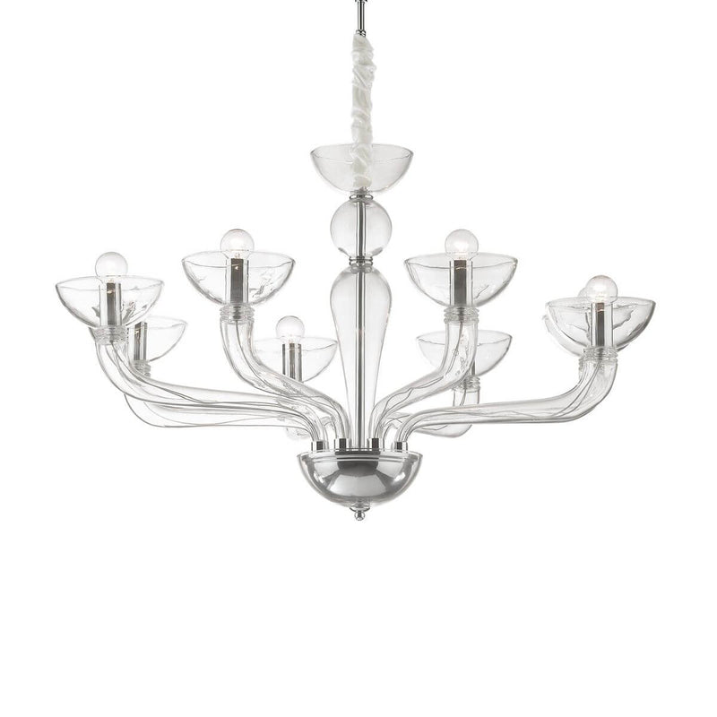 Suspension Casanova 8 lumières transparente, verre