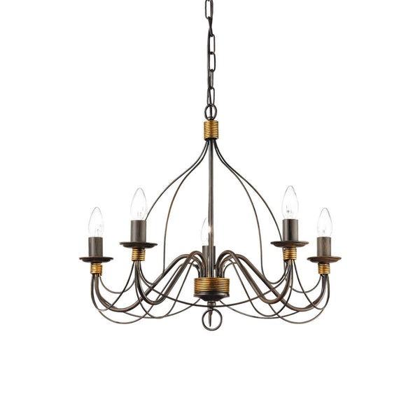 Suspension Corte 5 lumières rouille