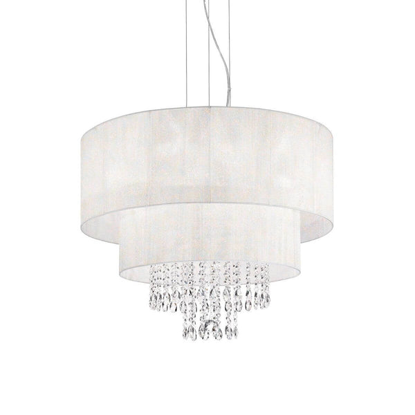 Suspension Opera 6 lumières blanche, cristal